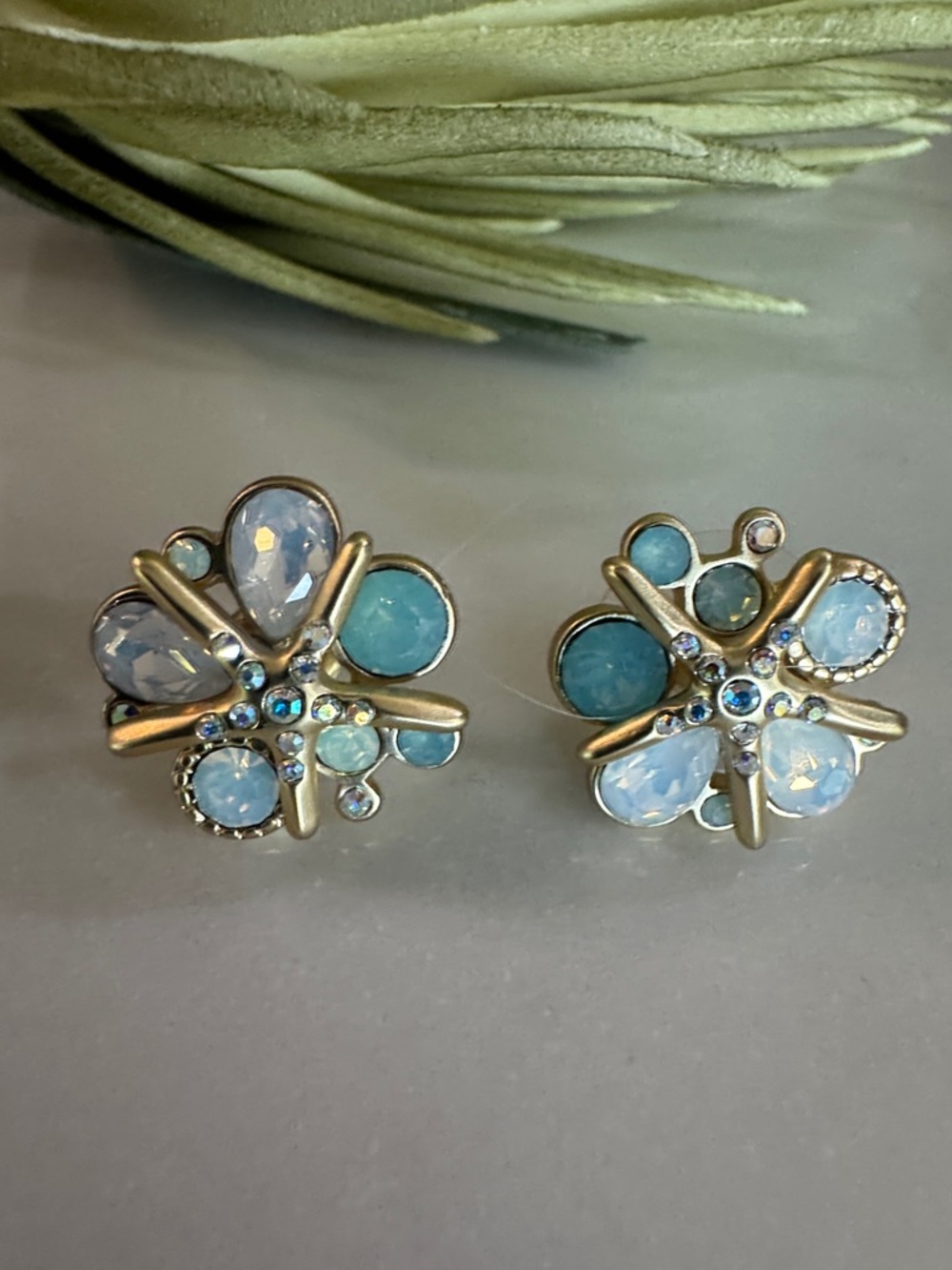 Gorjana Blue and Aqua Floral Cluster Stud Earrings - Gorgeous!!!